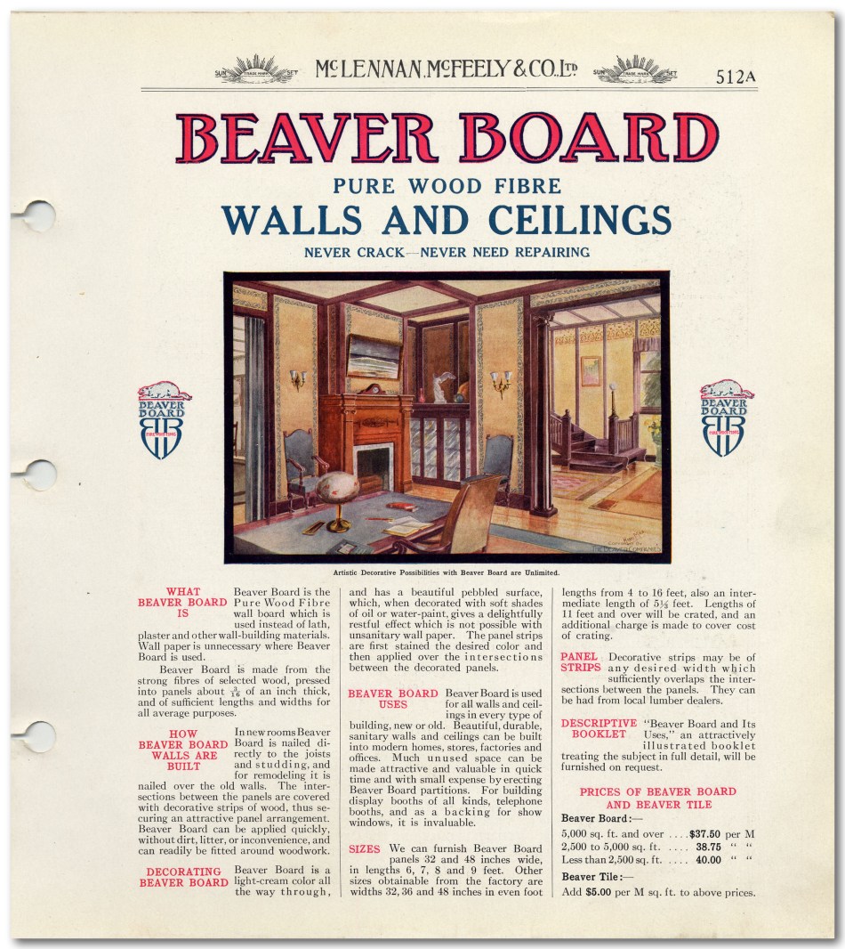 Beaver Board Ad - McLennan, McFeely &amp; Co., Ltd. Catalogue 1908-1914 - City of Vancouver Archives